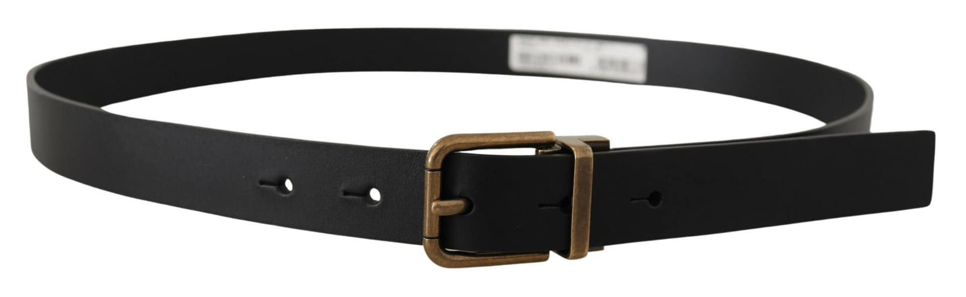 Dolce & Gabbana Black Leather Brass Metal Box Buckle Belt - Image 3