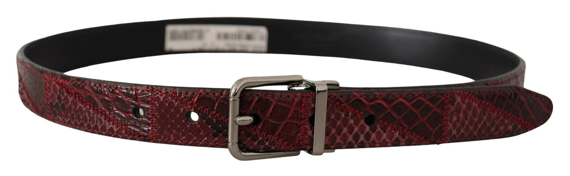 Dolce & Gabbana Red Exotic Leather Metal Logo Buckle Belt - Image 2