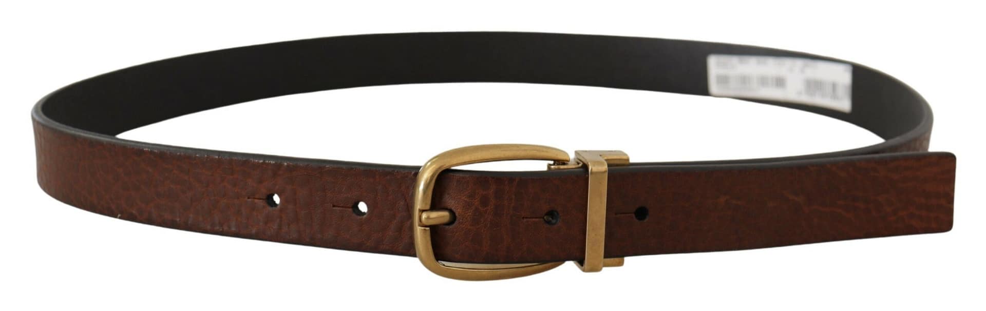 Dolce & Gabbana Brown Leather Classic Vintage Metal Buckle Belt - Image 2
