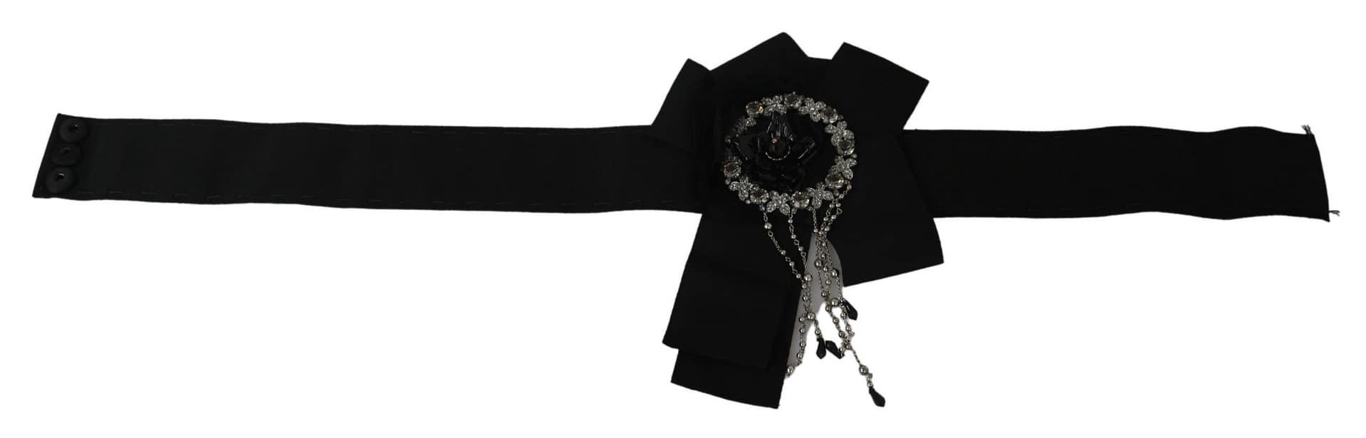Dolce & Gabbana Black Crystal Brooch Wide Wai SATORIA Belt - Image 4