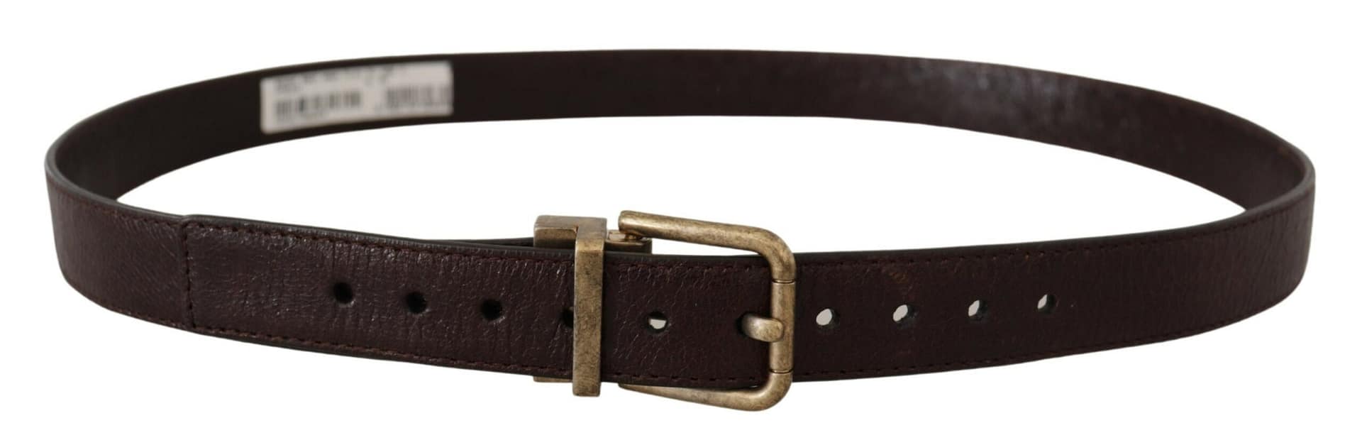 Dolce & Gabbana Brown Calf Leather Vintage Logo Metal Buckle Belt - Image 3