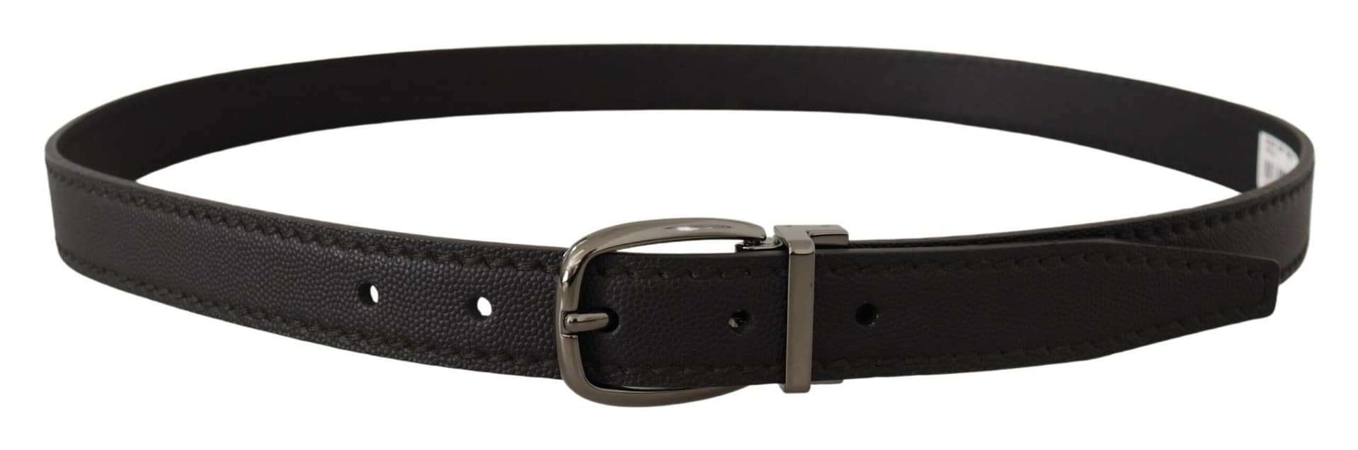 Dolce & Gabbana Black Leather Metal Logo Buckle Belt - Image 2
