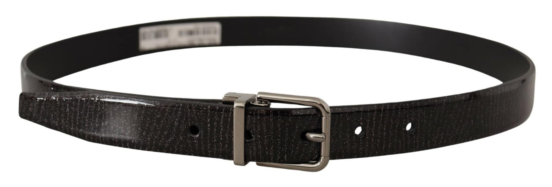 Dolce & Gabbana Black Leather Vernice Metal Buckle Belt - Image 3