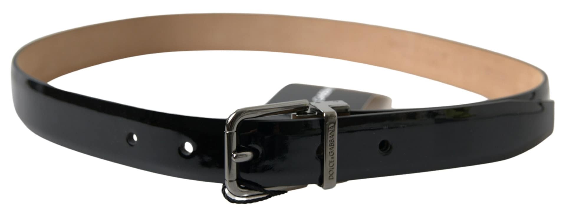 Dolce & Gabbana Black Calf Leather Metal Buckle Men Belt - Image 3