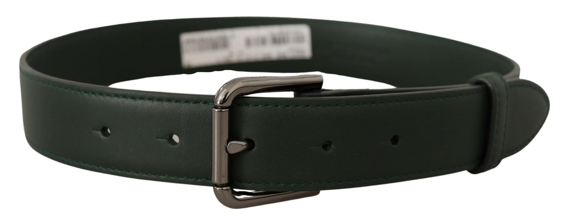 Dolce & Gabbana Army Green Leather Logo Metal Waist Buckle Belt - Image 3