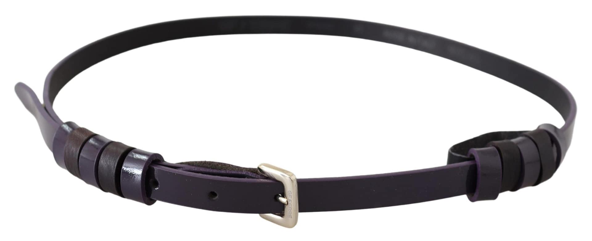 GF Ferre Black Leather Thin Gold Metal Chrome Buckle Belt - Image 3