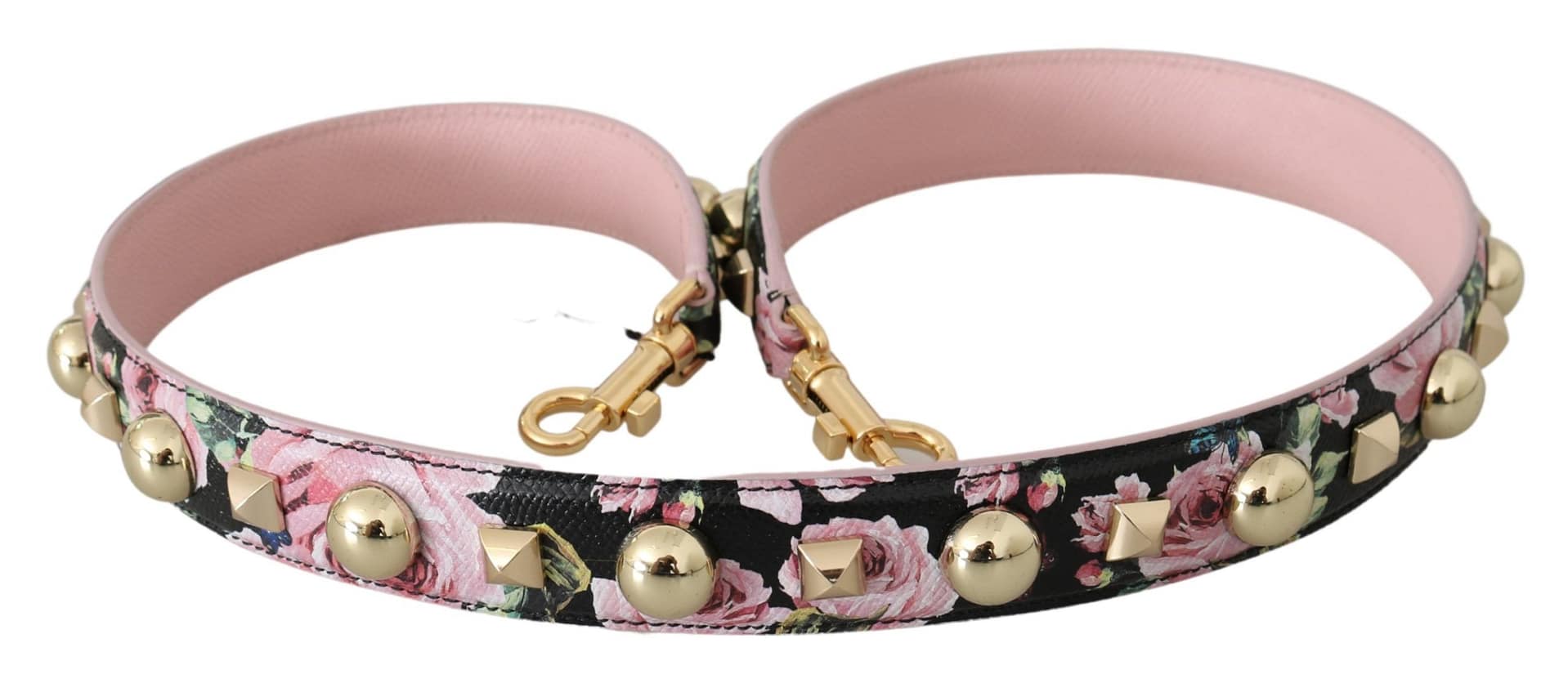 Dolce & Gabbana Pink Floral Leather Stud Accessory Shoulder Strap - Image 2