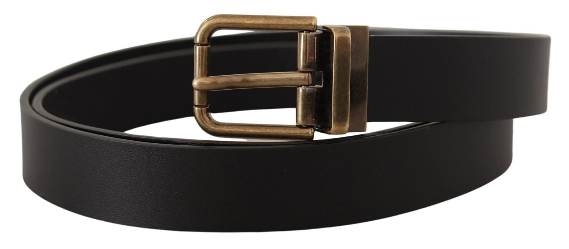 Dolce & Gabbana Black Leather Brass Metal Box Buckle Belt - Image 2