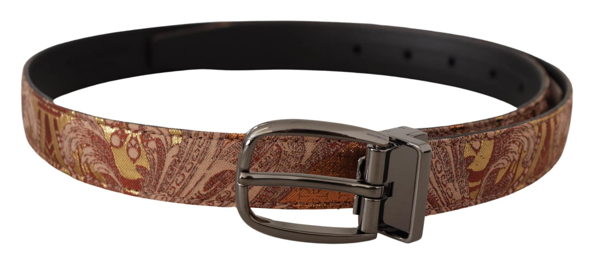 Dolce & Gabbana Multicolor Embossed Leather Black Metal Buckle Belt - Image 3