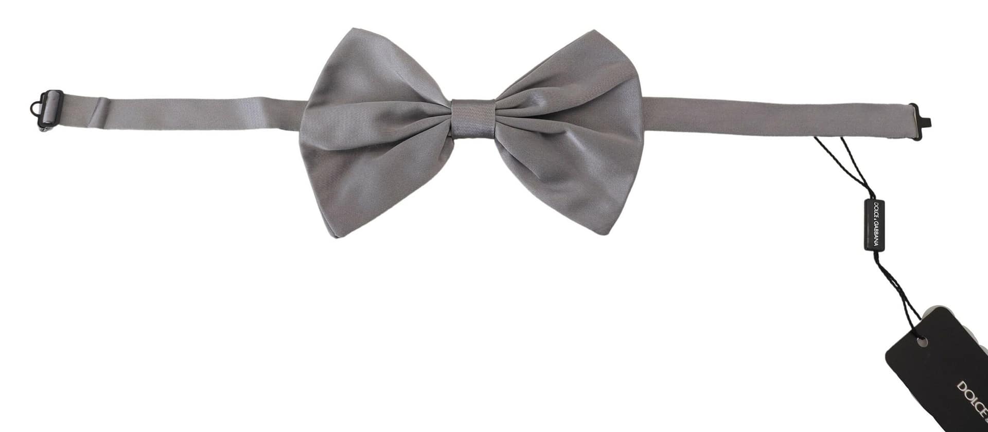 Dolce & Gabbana Bow Tie Men Silver Gray Silk Adjustable Neck Papillon - Image 4