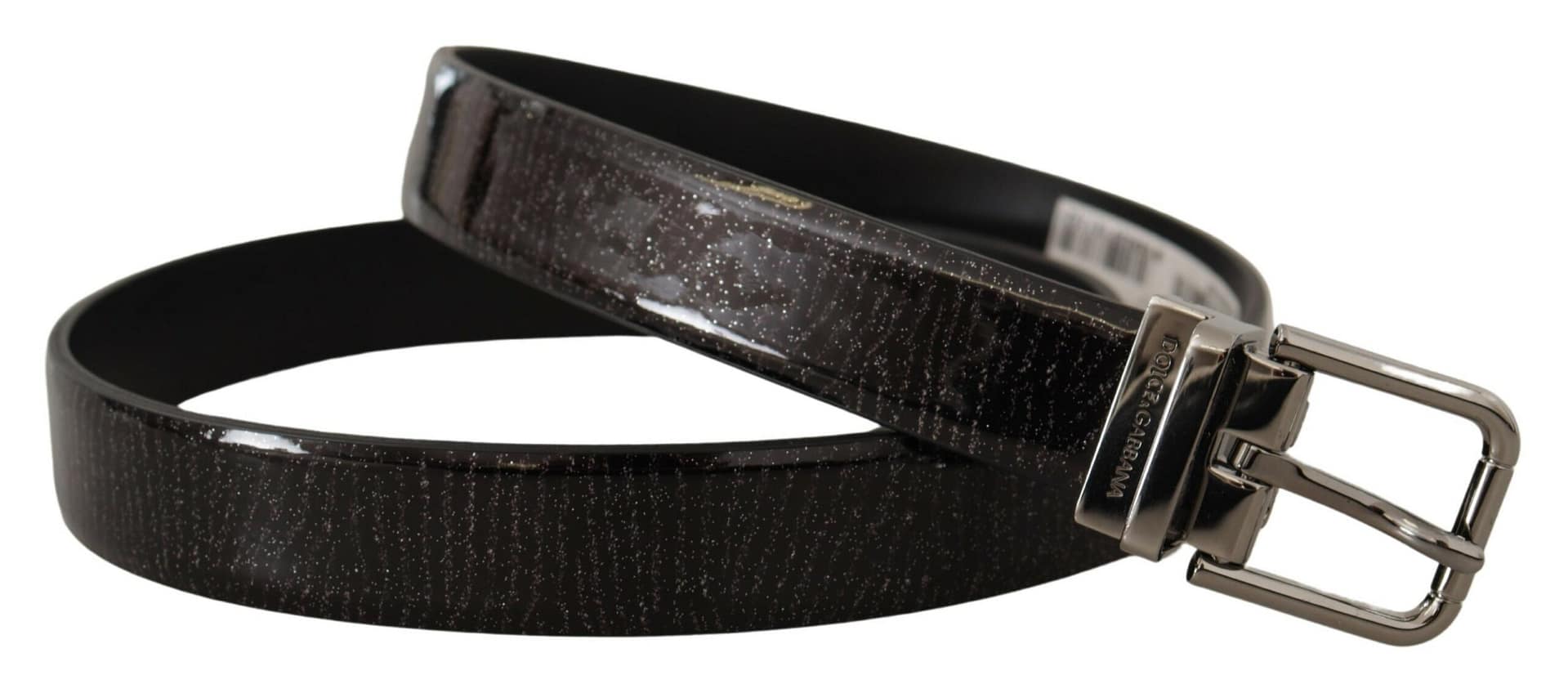 Dolce & Gabbana Black Leather Vernice Metal Buckle Belt - Image 2