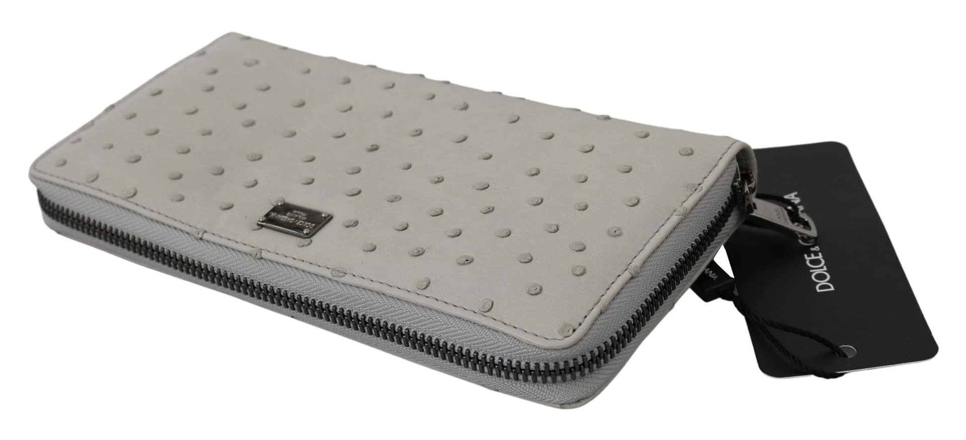 Dolce & Gabbana White Ostrich Leather Continental Mens Clutch Wallet - Image 3