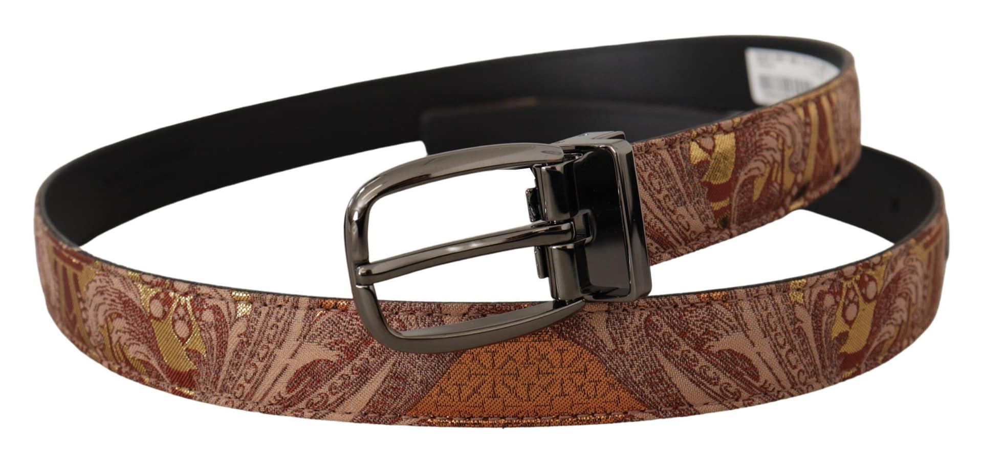 Dolce & Gabbana Multicolor Embossed Leather Black Metal Buckle Belt - Image 2