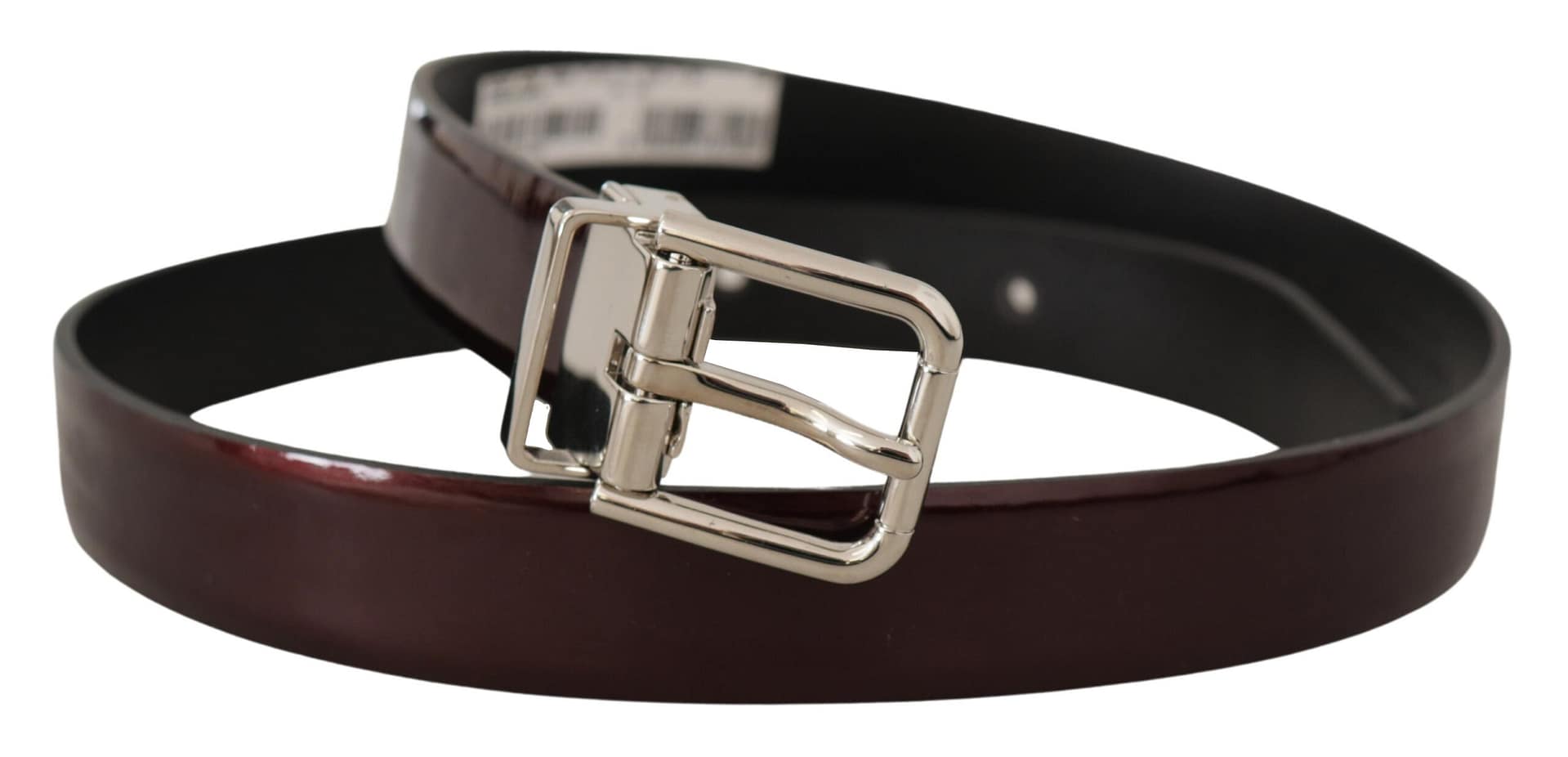 Dolce & Gabbana Brown Patent Leather Silver Metal Buckle Belt - Image 2