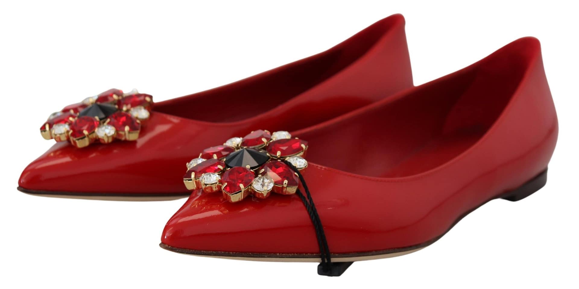 Dolce & Gabbana Red Leather Crystals Loafers Flats Shoes - Image 2