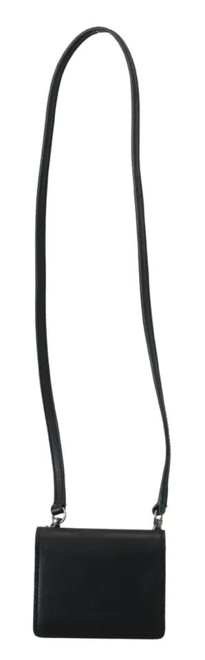 Dolce & Gabbana Black Leather Bifold Shoulder Sling Women Wallet - Image 4