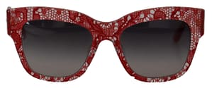 Dolce & Gabbana Red Lace Acetate Rectangle Shades DG4231F Sunglasses