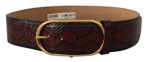 Dolce & Gabbana Red Exotic Leather Gold Oval Buckle Belt