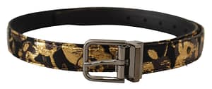 Dolce & Gabbana Multicolor Jacquard Leather Logo Metal Buckle Belt