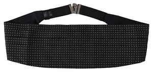 Dolce & Gabbana Black Polka Dot Wide Waist Men Belt Cummerband