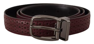 Dolce & Gabbana Brown Perforated Leather Metal Buckle Belt