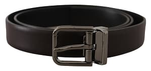 Dolce & Gabbana Dark Purple Leather Box Borchia Metal Buckle Belt