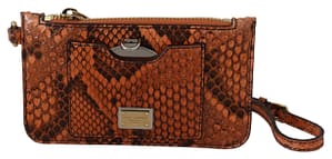 Dolce & Gabbana Brown Leather Coin Purse Wristlet Mirror AGNESE Wallet