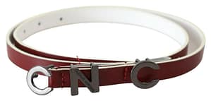 Costume National Maroon Leather Logo Skinny Fashion