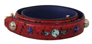 Dolce & Gabbana Red Exotic Leather Crystals Shoulder Strap