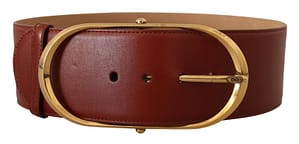 Dolce & Gabbana Maroon Leather Gold Metal Oval Buckle Belt