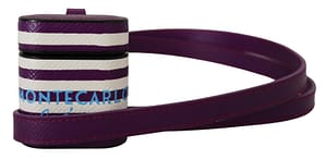 Dolce & Gabbana Purple Leather Strap Gold Metal Logo Airpods Case