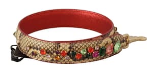 Dolce & Gabbana Beige Exotic Leather Crystals Shoulder Strap