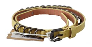 John Galliano Yellow Leather Luxury Slim Buckle Fancy Belt