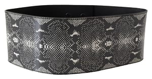 Ermanno Scervino Black Wide Leather Snakeskin Design Waist Belt
