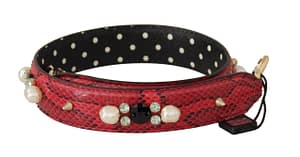 Dolce & Gabbana Red Python Leather Crystals Reversible Shoulder Strap