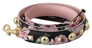 Dolce & Gabbana Pink Floral Leather Stud Accessory Shoulder Strap