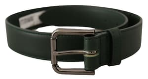 Dolce & Gabbana Army Green Leather Logo Metal Waist Buckle Belt