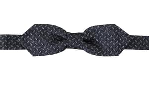 Dolce & Gabbana Blue Gray Polka Dot 100% Silk Neck Papillon Tie