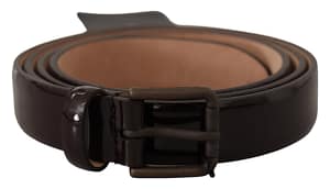 Dolce & Gabbana Black Patent Leather Logo Metal Waist Buckle Belt