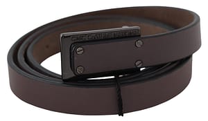 Costume National Brown Leather Tactical Logo Buckle Dark