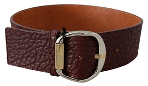 GF Ferre Bordeaux Wide Leather Waist Gold Silver Belt