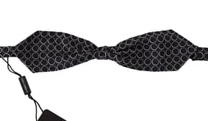 Dolce & Gabbana Black White Round 100% Silk Neck Papillon Tie
