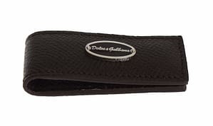 Dolce & Gabbana Brown Leather Magnet Mens Money Bar Clasp Money Cash Clip