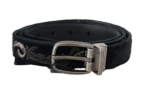 Dolce & Gabbana Black Cotton Royal Bee Embroidery Belt