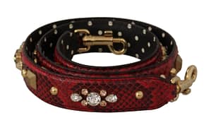 Dolce & Gabbana Red Python Leather Crystals Reversible Shoulder Strap