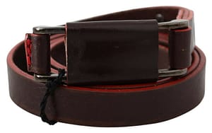 Costume National Brown Leather Double Rustic Silver Buckle Belt