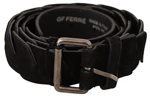 GF Ferre Black WX Silver Tone Buckle Waist Belt