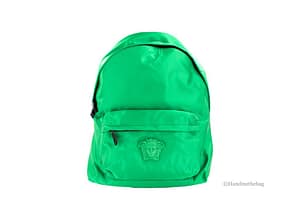 Versace Large Bright Green Nylon Fabric Medusa Shoulder Backpack Bookbag