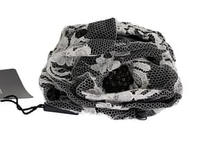 Dolce & Gabbana Black White Floral Lace Crystal Hair Claw