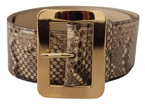 Dolce & Gabbana Brown Exotic Wide Waist Leather Gold Metal Buckle Belt